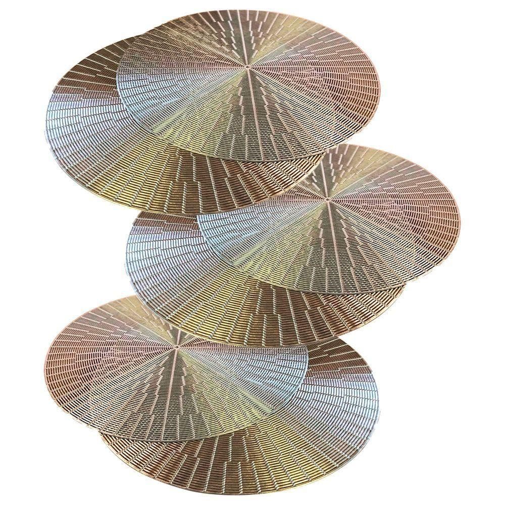 Jogo Americano 10 Peças Mesa Posta Mesa Redondo Linha Luxo Tamanho Grande Modelo Egípcio Em Pvc Cor:dourado