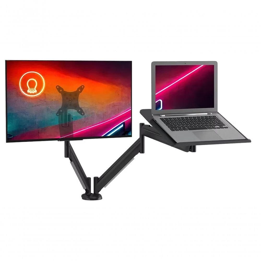 Suporte De Mesa Para Monitor Até 26 E Notebook Até 16 Articulado Octoo Clipway-n1 Base Preto