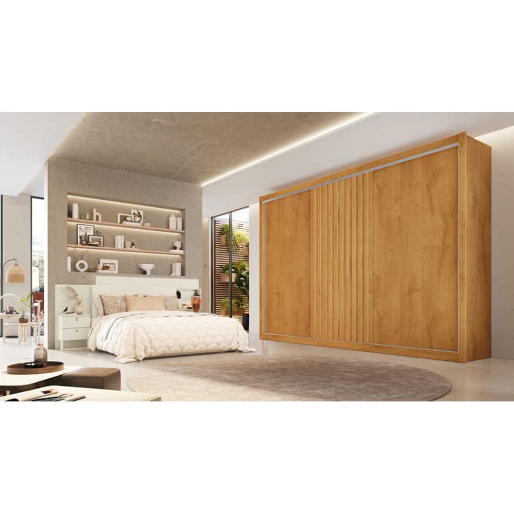 Guarda Roupa Casal 3 Portas 6 Gavetas - Vitoria-Peroba - Móveis Europa