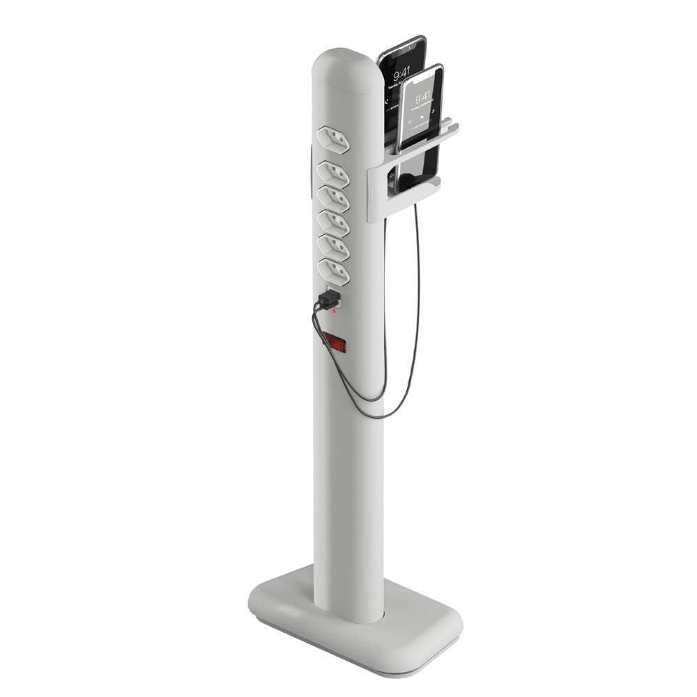 Totem Elétrico Bivolt Com 6 Tomadas E 2 Saídas Usb E Usb-c Octoo Easyplug-usb-c Prateado