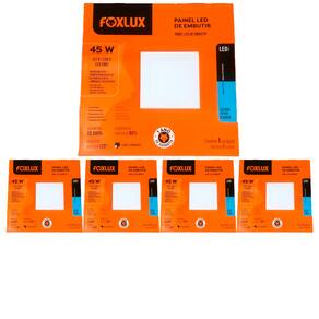 Kit 5 Painel Led Quadrado Embutir 45W 4000K Bivolt Foxlux