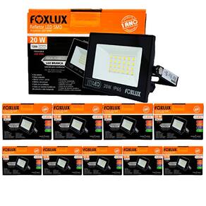 Kit 10 Refletor Led 20W 6500K Preto Bivolt Foxlux