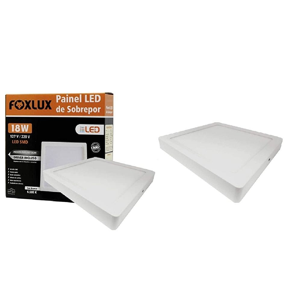 Kit 2 Painel LED 18W Downlight Bivolt Quadrado 6500K Foxlux