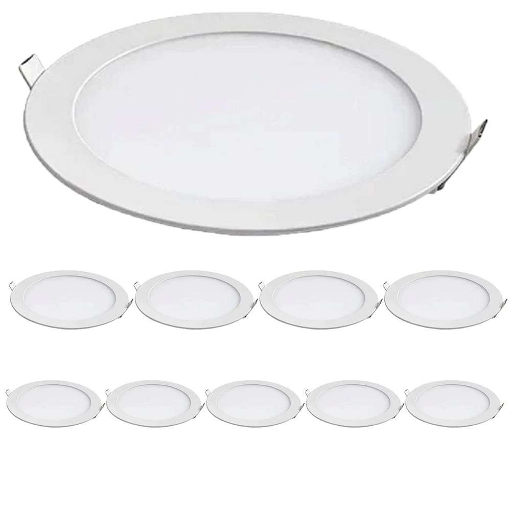 Kit 10 Painel Led Redondo Embutir 12W 3000K Bivolt Foxlux