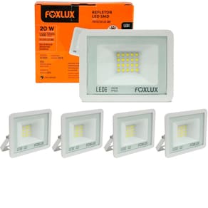 Kit 5 Refletor Led 20W 6500K Branco Bivolt Foxlux