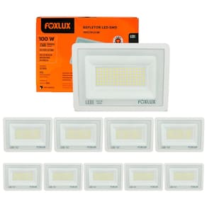 Kit 10 Refletor Led 100W 6500K Branco Bivolt Foxlux