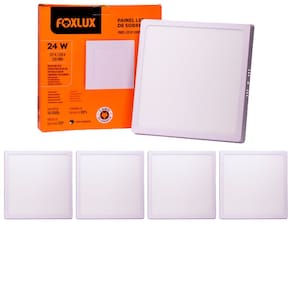 Kit 5 Painel Led Quadrado Sobrepor 24W 4000K Bivolt Foxlux