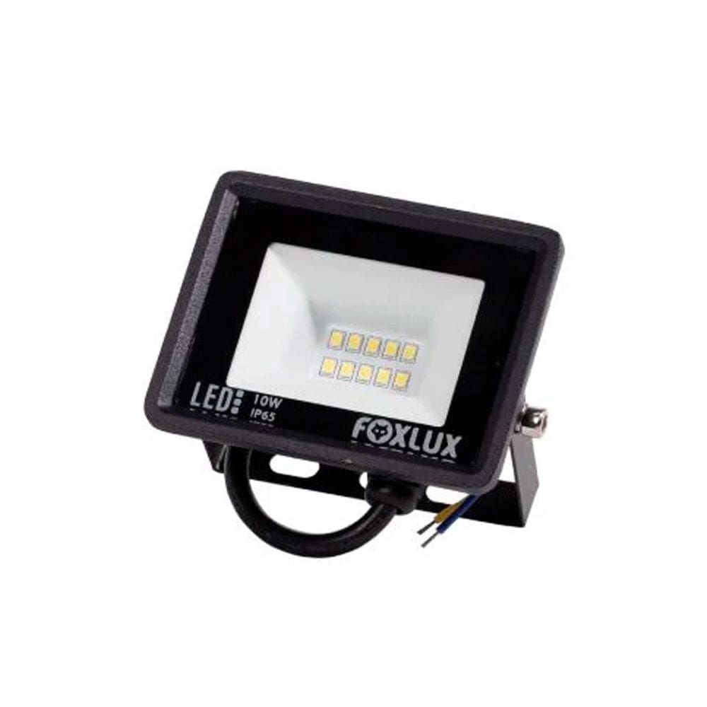 Refletor Led 10W 3000K Preto Bivolt Foxlux