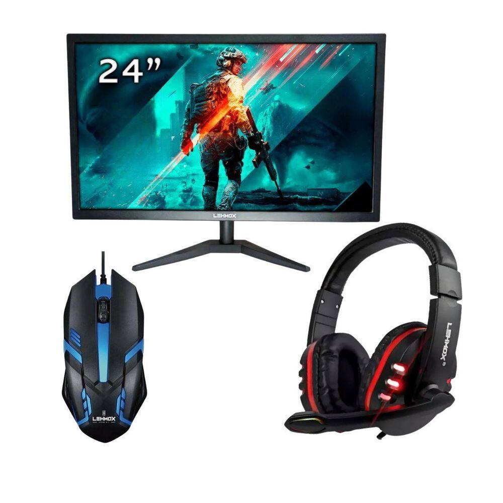 Kit 1 Monitor Led Full Hd 60Hz Mais Mouse E Headset - Kit 2