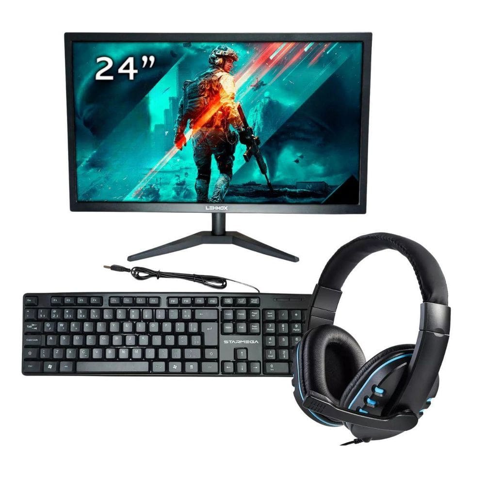 Kit 1 Monitor Led Full Hd 60Hz Mais Headset E Teclado Kit 2