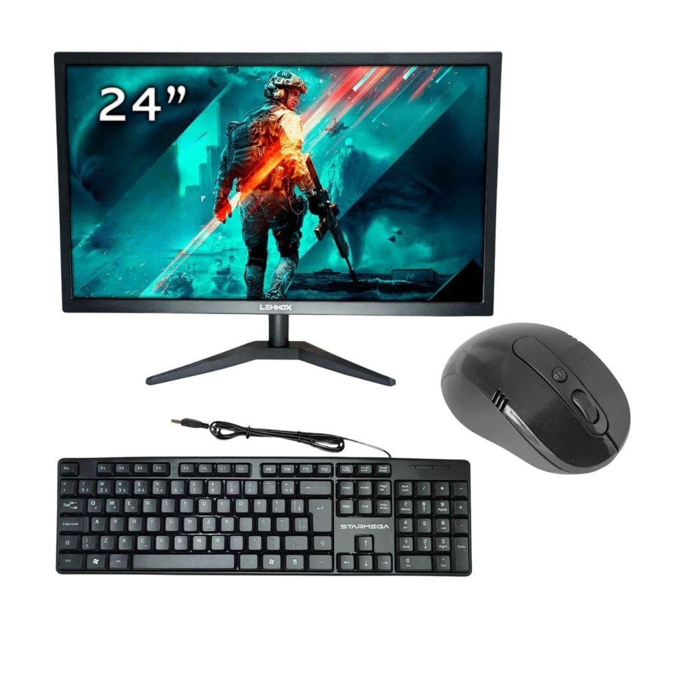 Kit 1 Monitor Led 24 Polegadas Full Hd Mais Periferico Kit 4