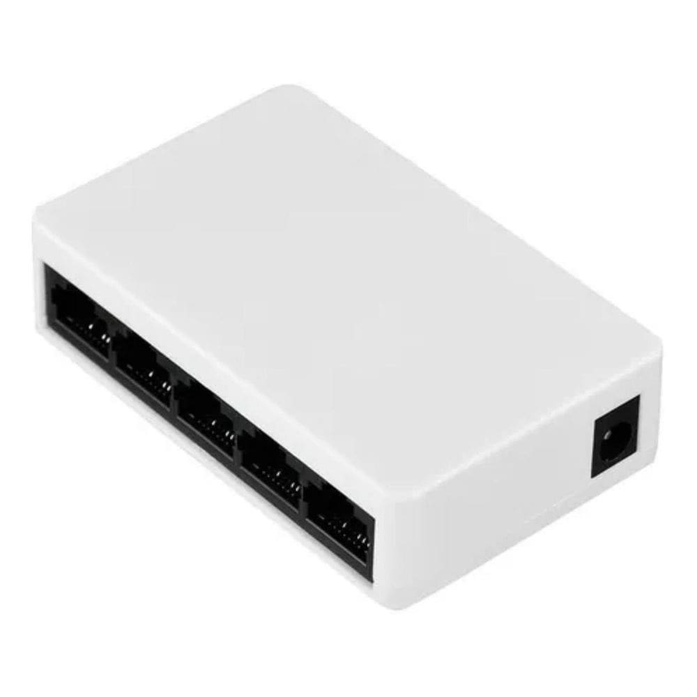 Switch Hub 5 Portas Gigabit Ethernet 10/100Mbps Branco