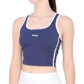 Top Fila Slim Line Tennis Sports Club Azul Carbono E Branco