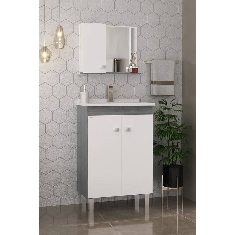 Conjunto de Banheiro Economico Etna c/ Branco 60CM - Fabribam