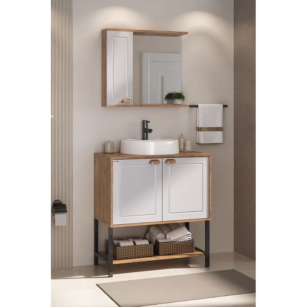 Conjunto de Banheiro Creta Antiqua c/ Branco 78CM - Fabribam
