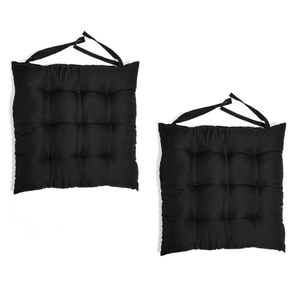 Kit 2 Almofadas Futton Assento Para Cadeira Preto 40X40Cm