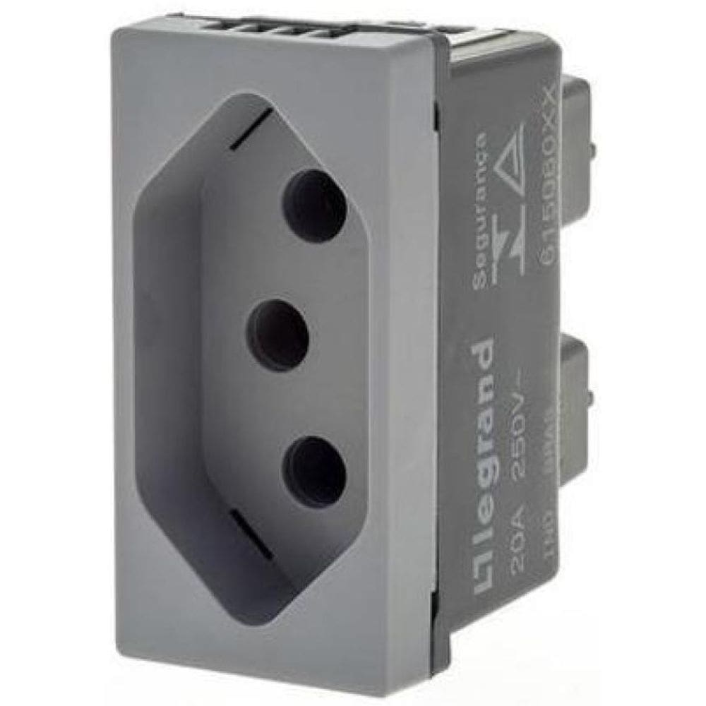 Modulo Tomada 2P+T 20A Pial Plus+ Legrand Cinza Acetinado