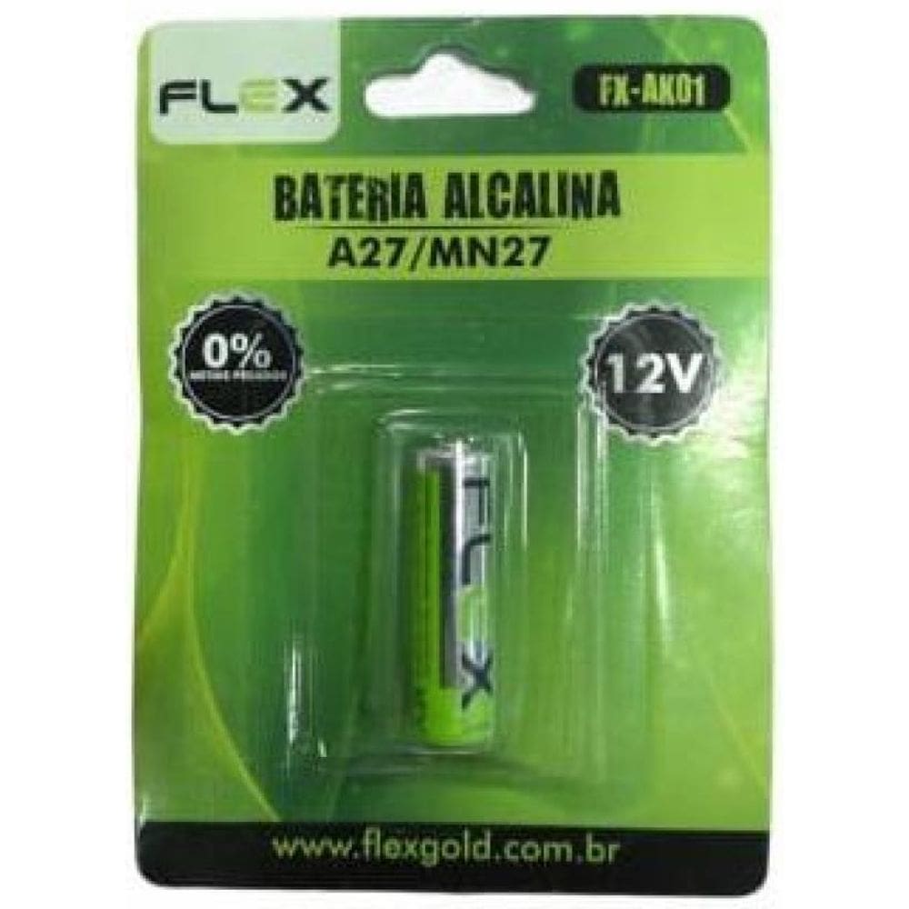 Bateria Alcalina Flex Cartela Com 1 Unidade A27 -12V Fx-Ak01