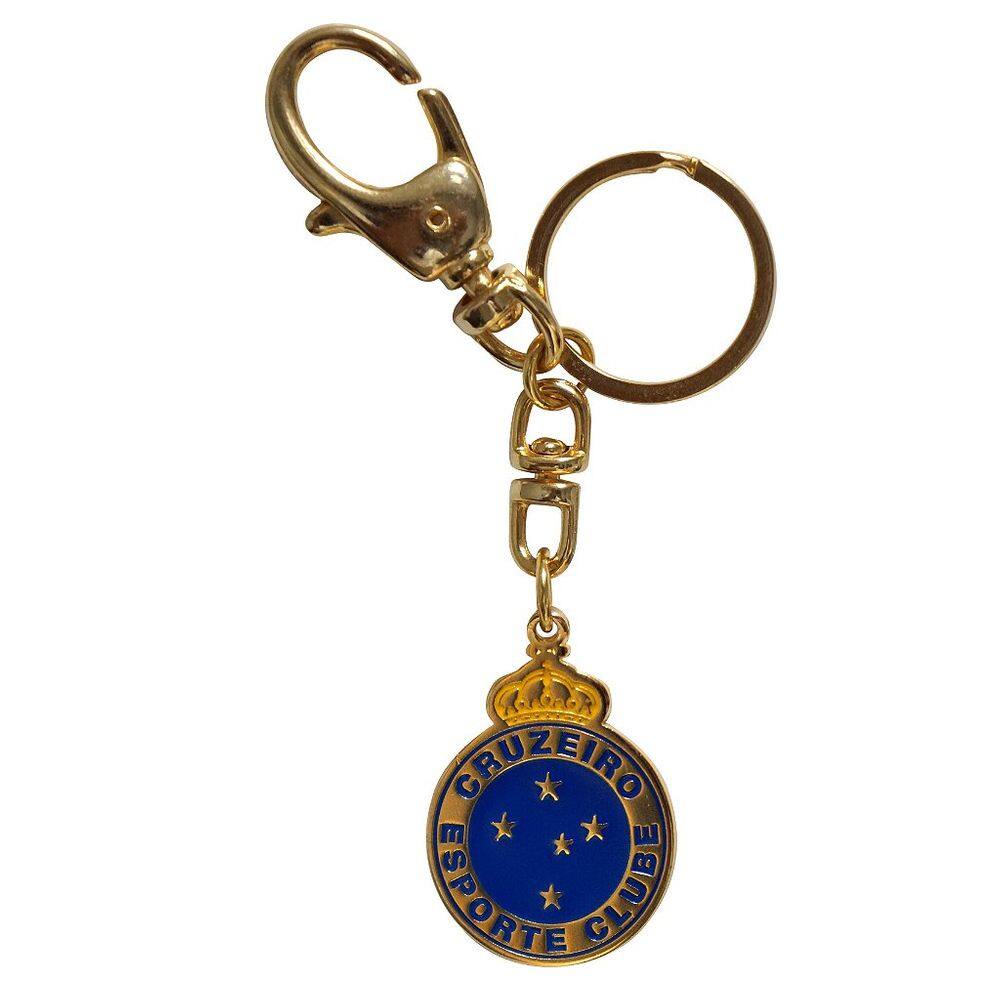 Chaveiro Cruzeiro Brasão Metal Dourado Com Mosquetão Oficial