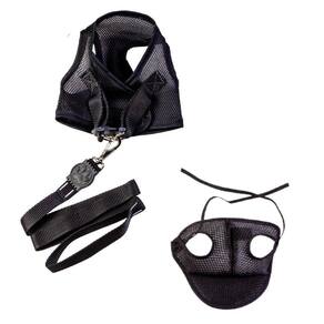 Kit Boné E Coleira Peitoral Para Pets Preto Gg
