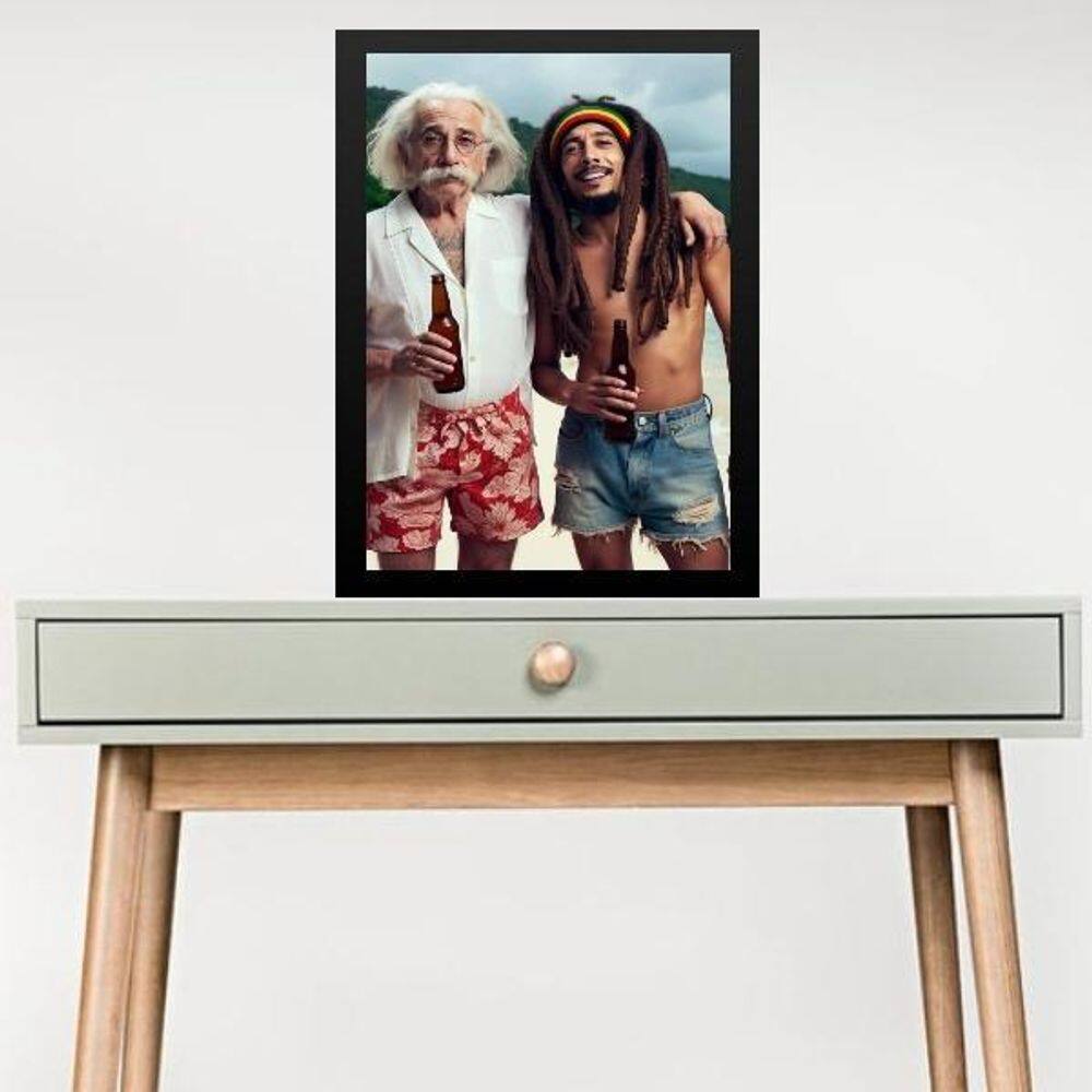 Quadro Einstein Com Bob Marley 45X34Cm