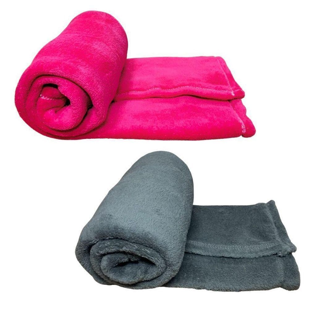Kit 2 Mantas Pet Cor Rosa E Cinza
