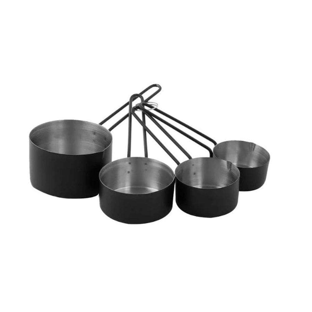 Kit 4 Xícaras Medidoras Preto Inox
