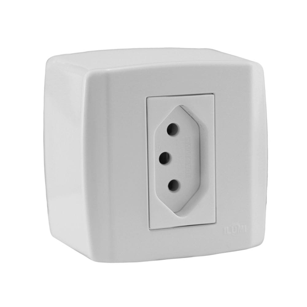 Tomada Box Sobrepor Branco 2P + T 10A 250V