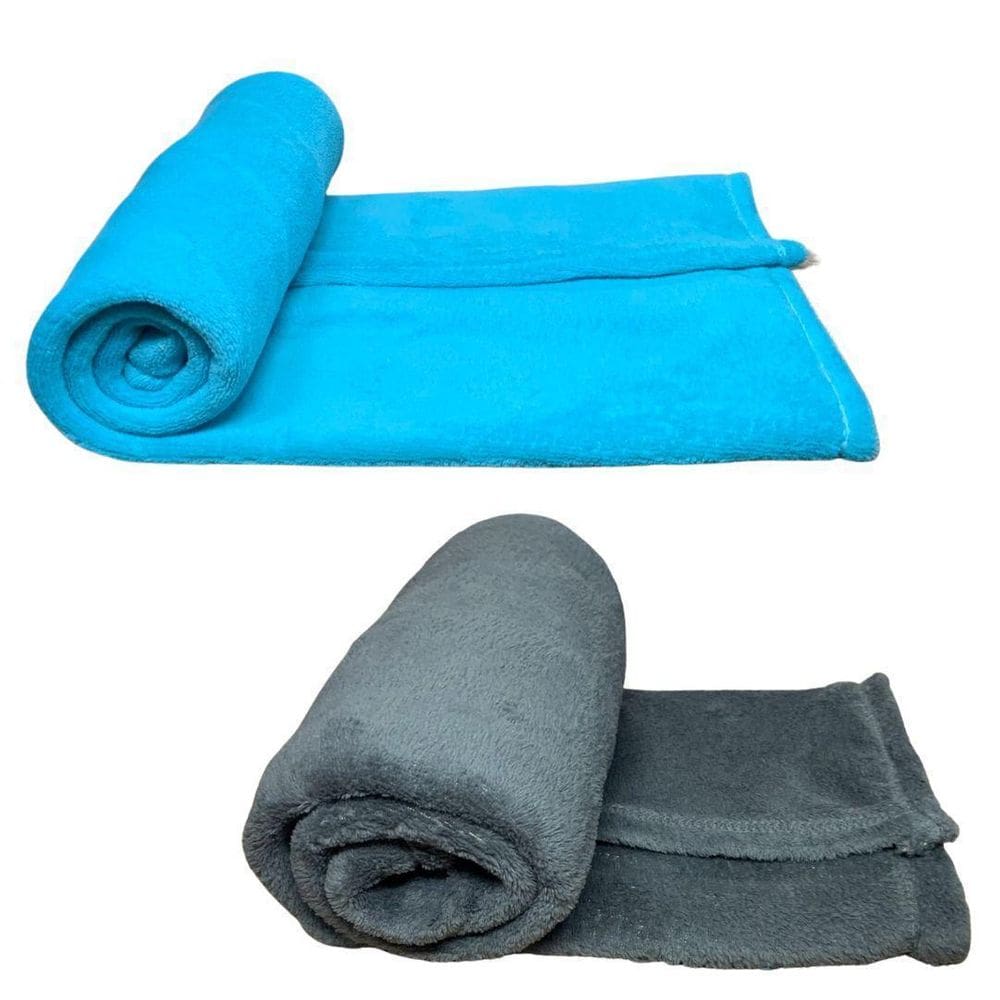Kit 2 Mantas Pet Cor Azul E Cinza