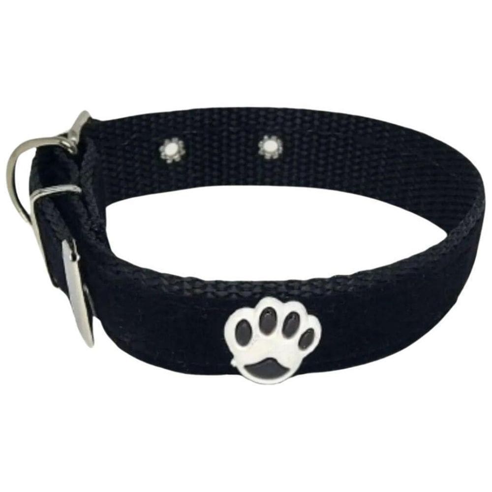 Coleira Camurça Aplique 25Mm Cachorro Nicapet Cor Preta Nº 5