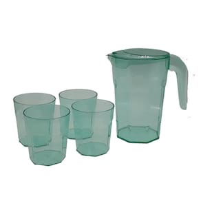 Kit Suco 1 Jarra De 1,5 Litros 4 Copos 400 Ml Verde Cristal