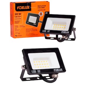 Kit 2 Refletor Led 20W 3000K Preto Bivolt Foxlux