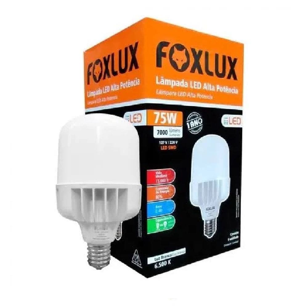 Lampada Led Alta Potencia 75W 6500K E40 Bivolt Foxlux