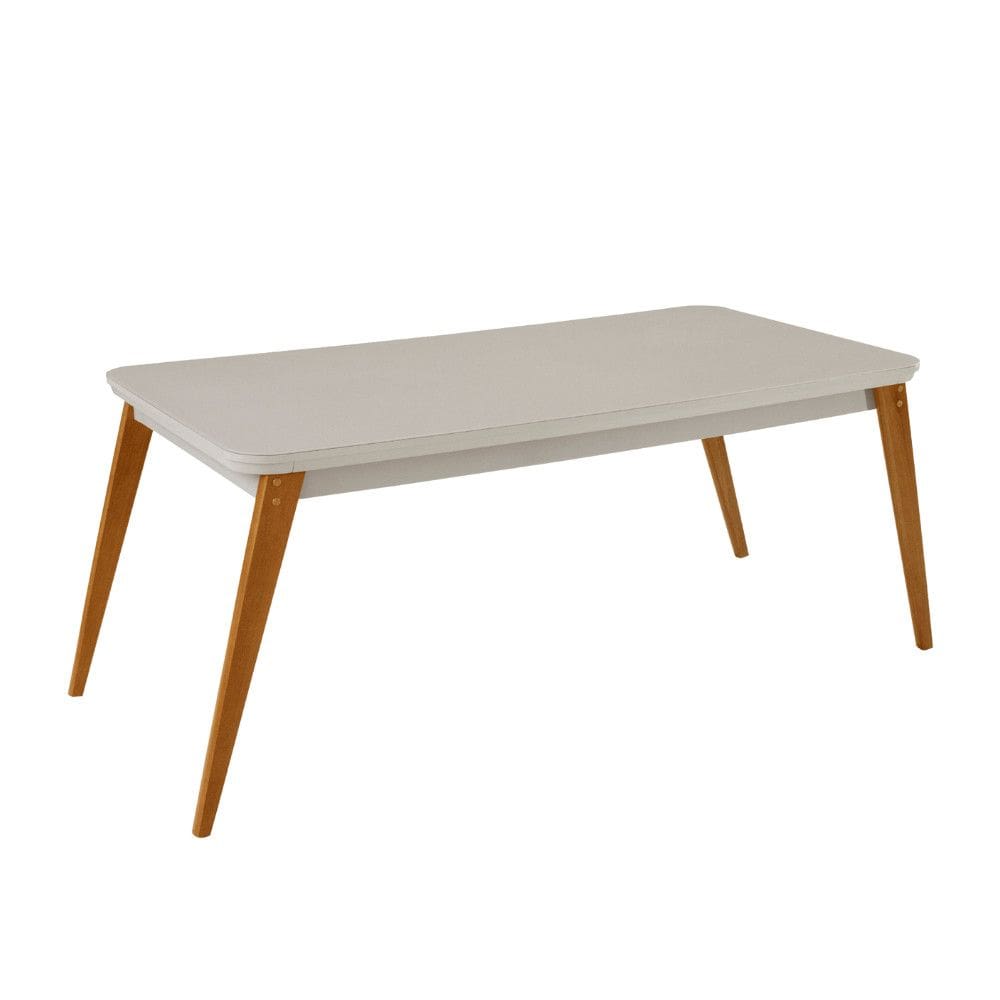 Mesa de Jantar Copper 180cm Madeira Tampo com Vidro Canto Copo Moderna Mobília