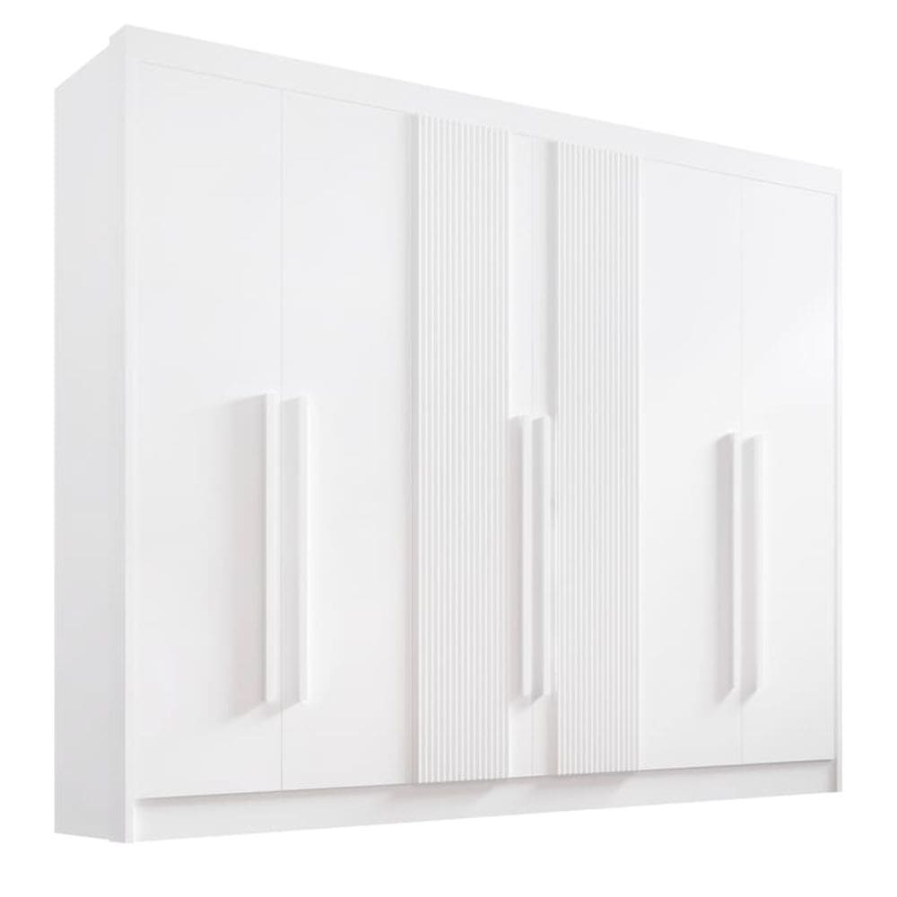 Guarda Roupa Casal 6 Portas 7 Gavetas - Athos Ripado-Branco - Móveis D`Doro