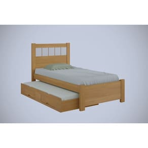 Cama Solteiro com Cama Auxiliar - Primícia Plus-Cinamomo/Off White - Móveis D`Doro