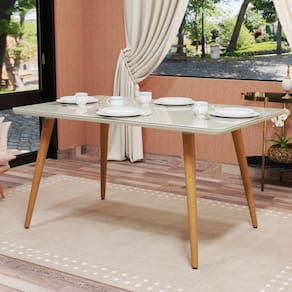 Mesa De Jantar 4 Lugares Estilo Retrô Pés Palito E Vidro MDF