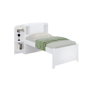 Cama Solteiro com Cabeceira Baú - Milênio Plus-Branco - Móveis D`Doro