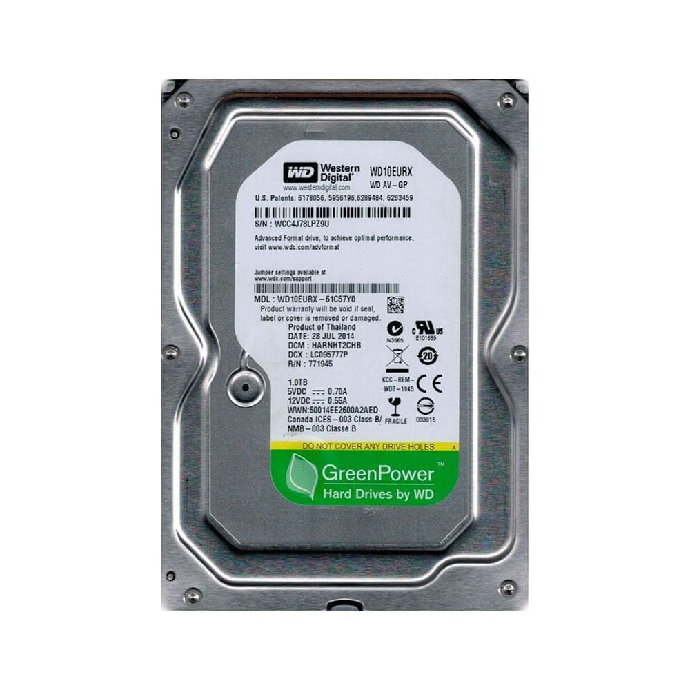 Hd Western Digital Green Av-Gp Wd10Eurx 1Tb 64Mb Sata Iii