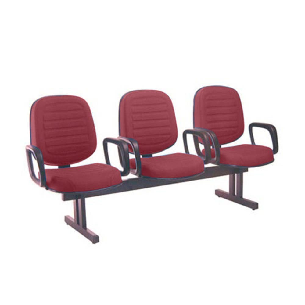Cadeira para Igrejas Evangélicas em Longarina com 03 lugares Linha Blenda Vermelho