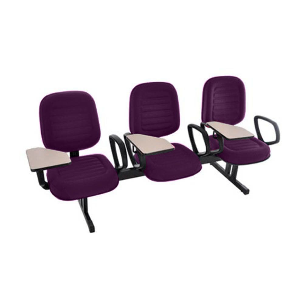 Cadeira Escolar Universitária em Longarina com prancheta  para Escolas e Faculdades Linha Blenda Roxo