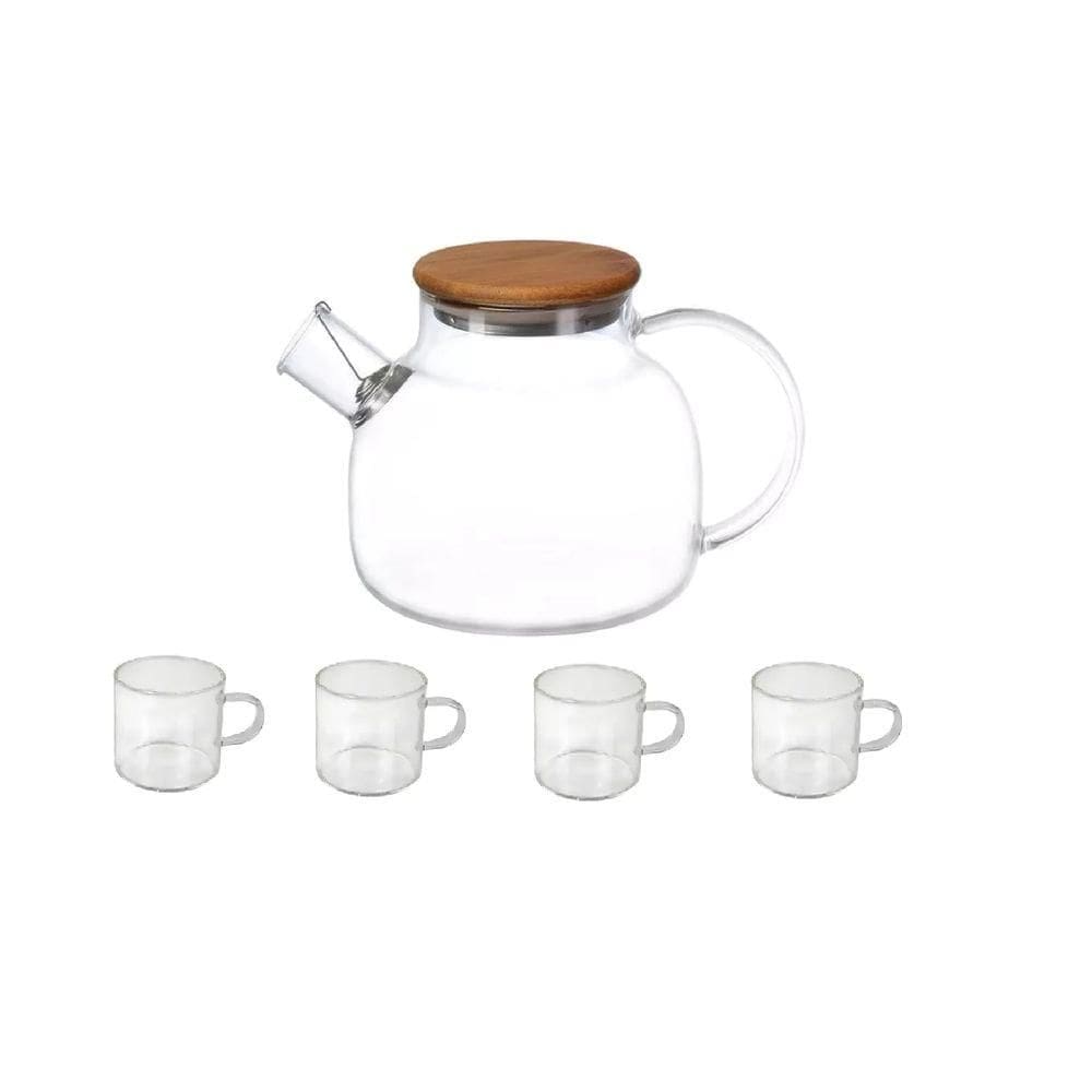 Conjunto Chaleira de Vidro com 4 Xícaras N2445345 - Quanhe