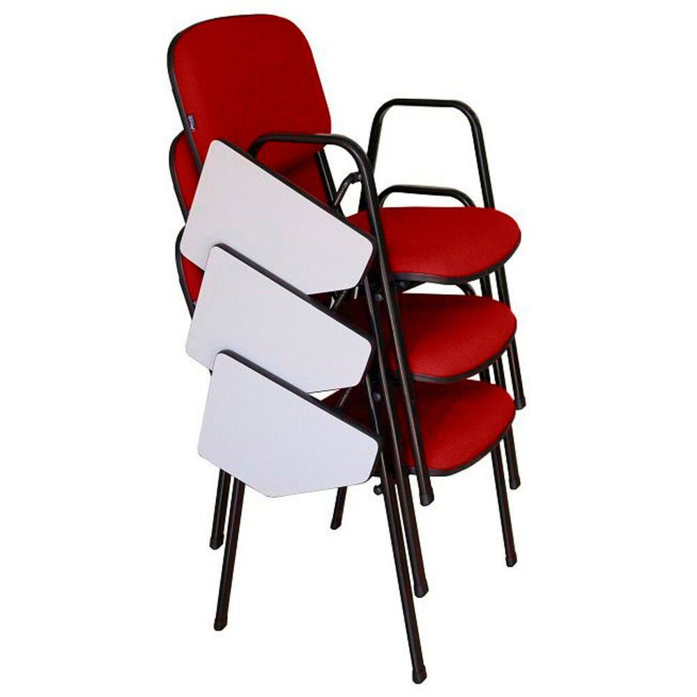 03 Cadeiras Escolar Universitária Linha Hotel Auditório Vermelho