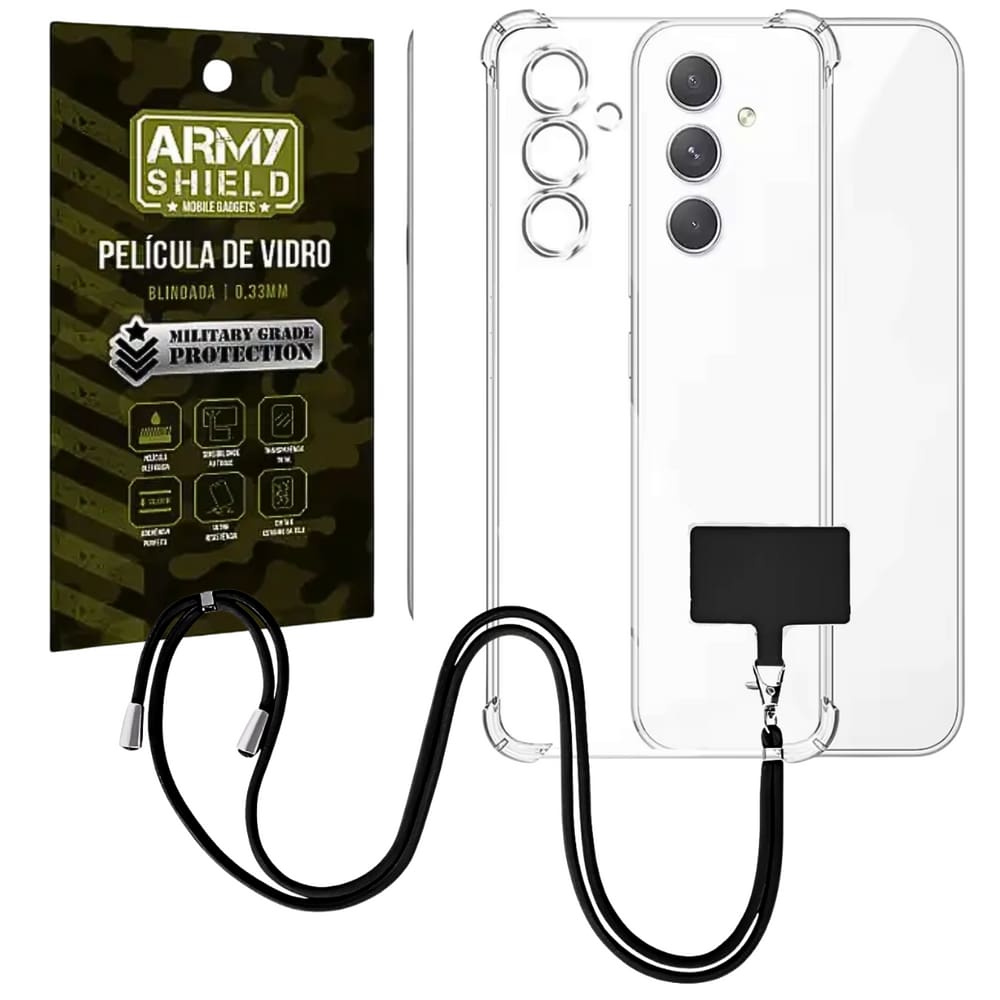 Capinha Com Cordão Galaxy A36 + Película de Vidro 3D - Armyshield