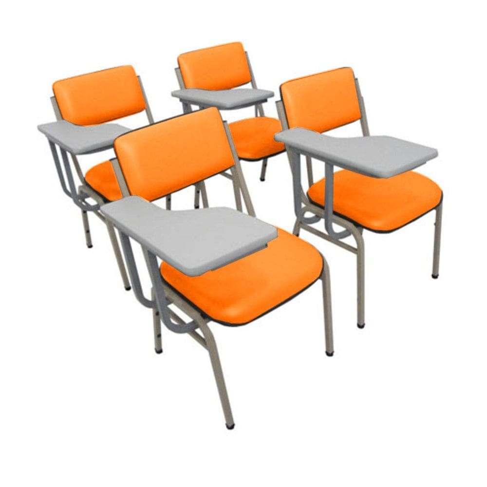 Kit com 4 Cadeiras Escolar Universitária para Auditórios Linha Hotel Smart Laranja