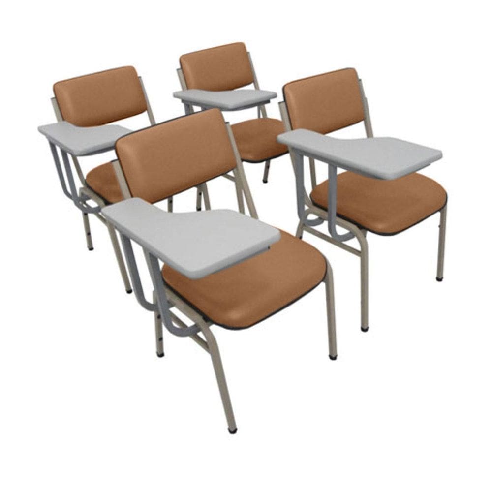 Kit com 4 Cadeiras Escolar Universitária para Auditórios Linha Hotel Smart Marrom