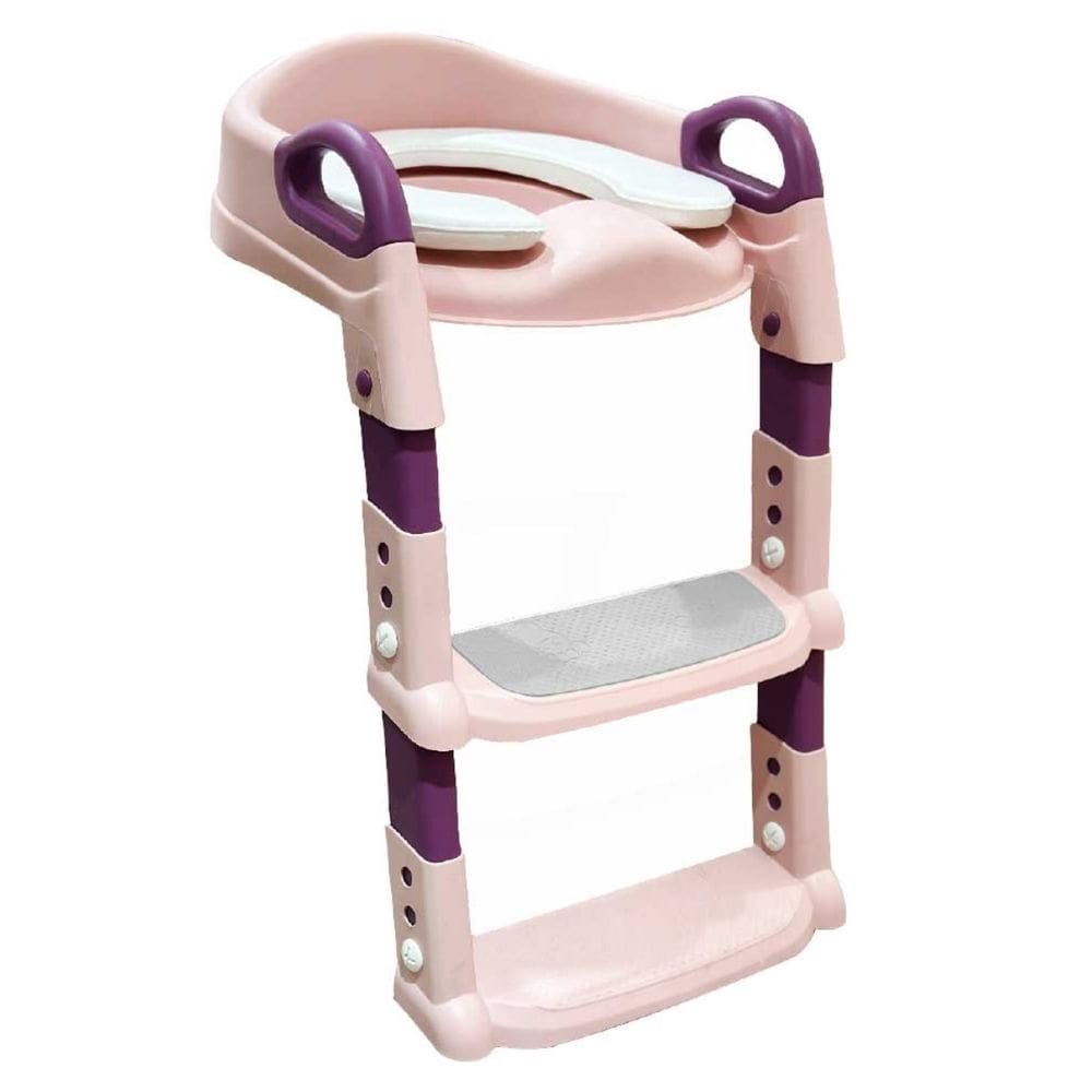 Assento Redutor Infantil Com Escada Para Vaso Sanitário Rosa
