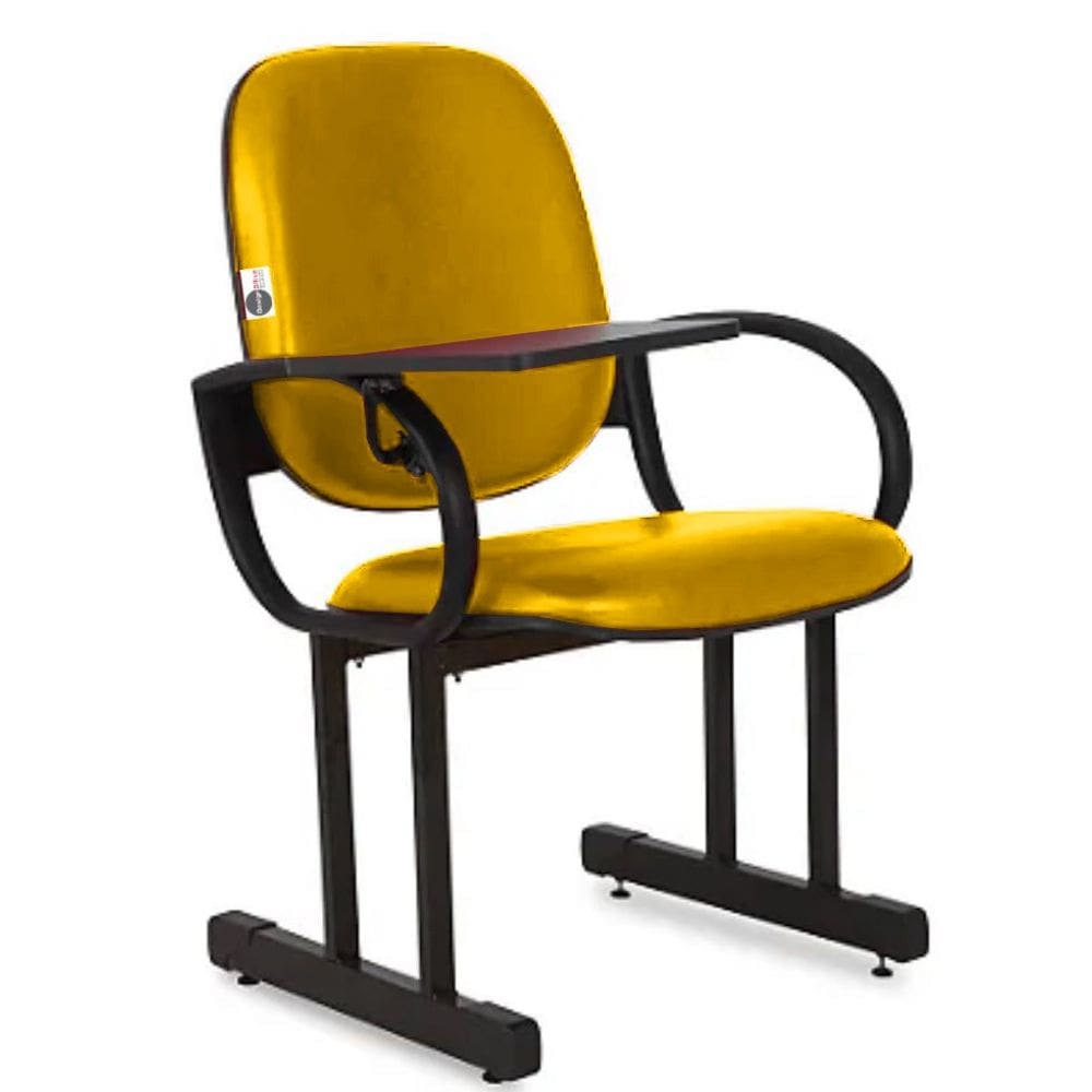 01 Cadeira Escolar para Auditório e Escolas com Prancheta Linha Dallas Auditório Amarelo