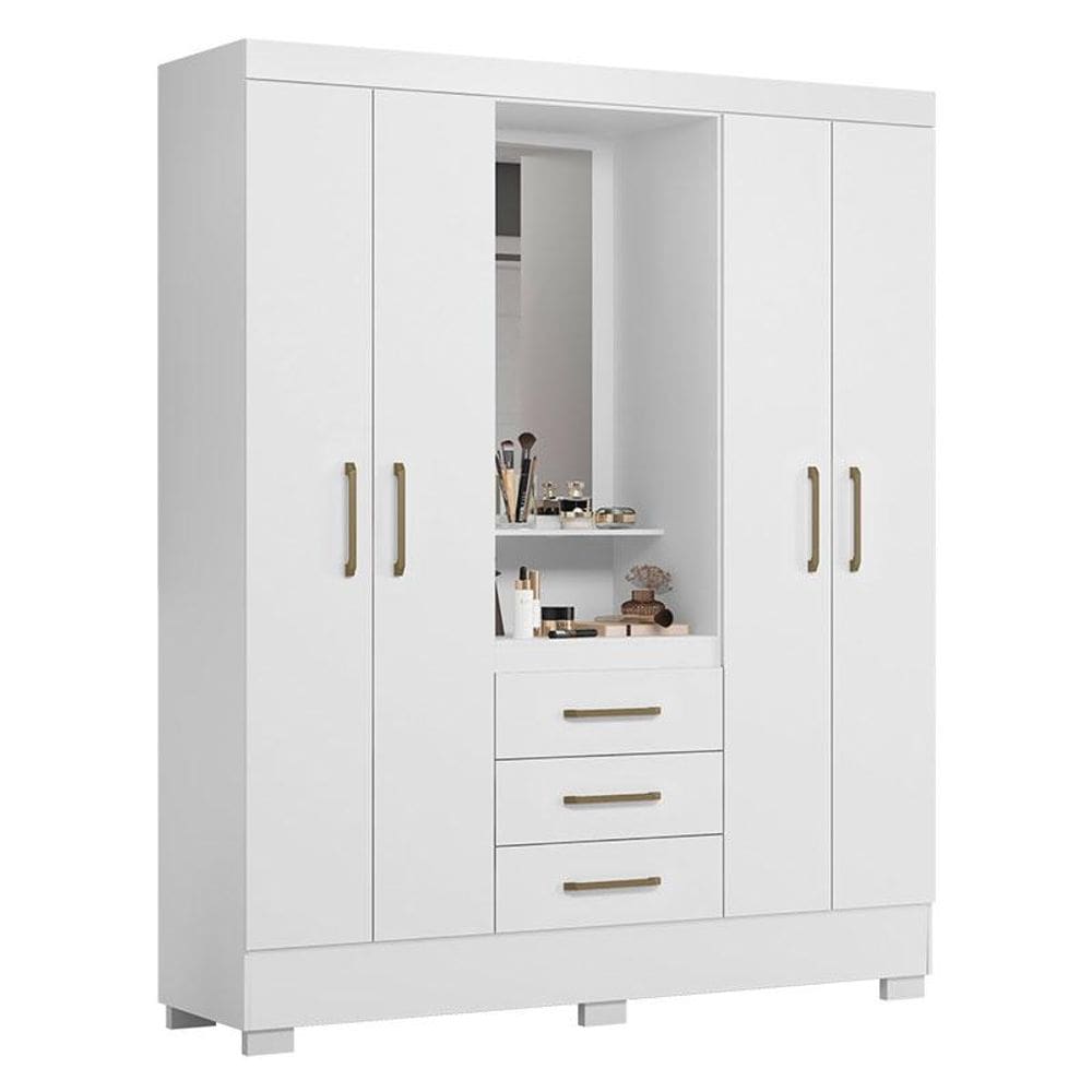 Guarda Roupa Infantil Paris 2045150 Branco Rosa Flex - Aramóveis