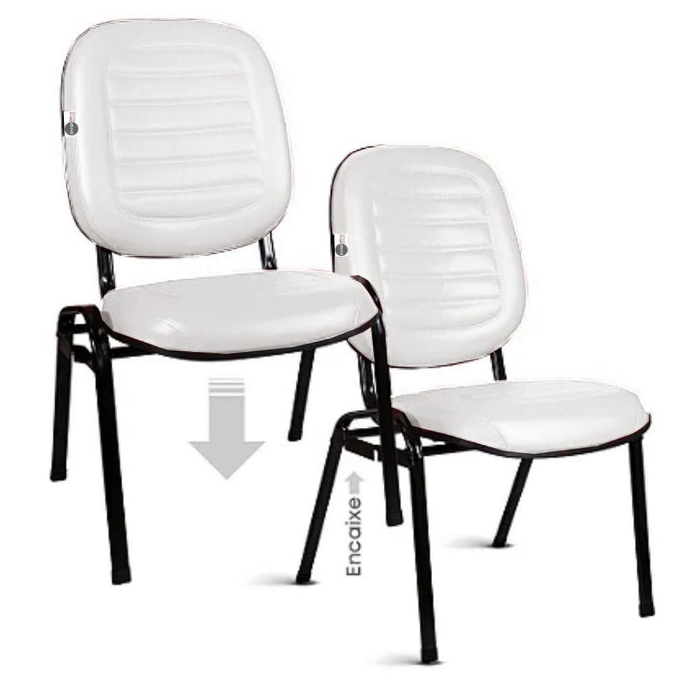 02 Cadeiras Empilhável para Igrejas Evangélicas Linha Holy Branco